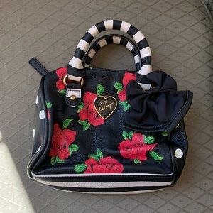 Betsey Johnson Roses Mini Barrel Handbag